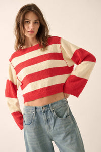 Straight Talk Striped Knit Cropped Sweater - ShopPromesa