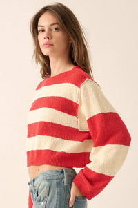 Straight Talk Striped Knit Cropped Sweater - ShopPromesa