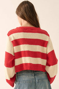 Straight Talk Striped Knit Cropped Sweater - ShopPromesa