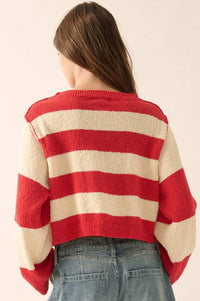 Straight Talk Striped Knit Cropped Sweater - ShopPromesa