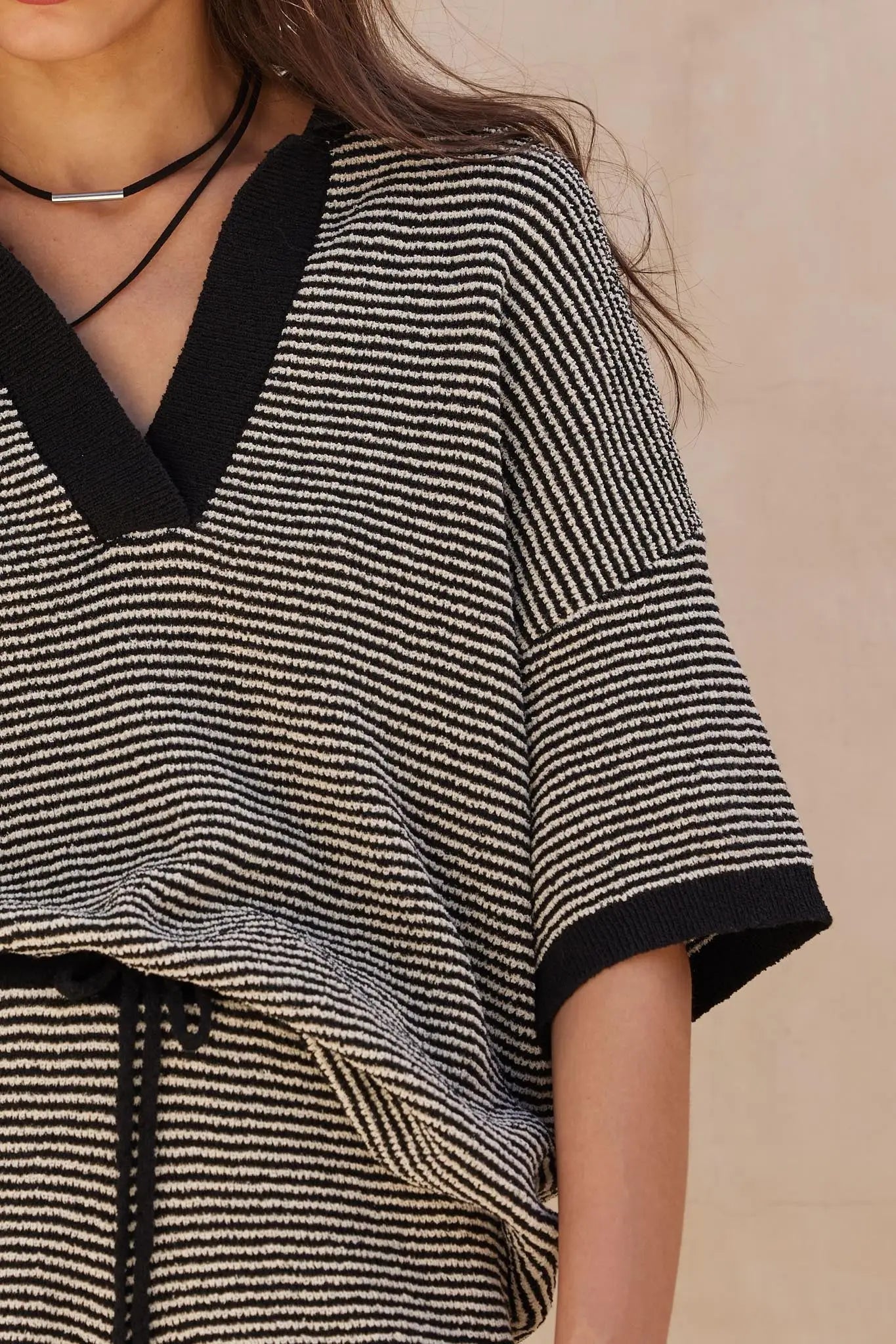 Days of Joy Striped Short-Sleeve Polo Sweater