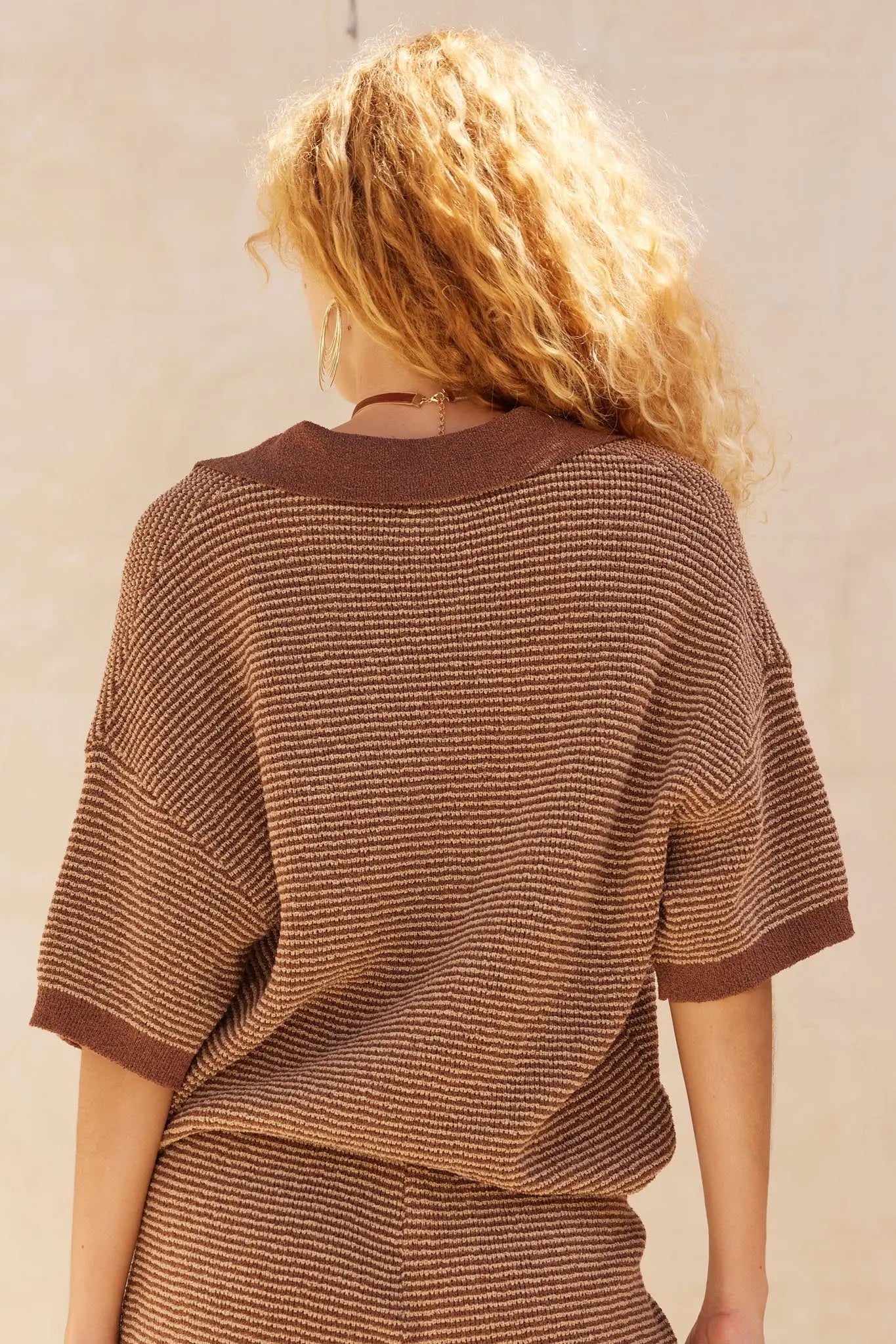 Days of Joy Striped Short-Sleeve Polo Sweater