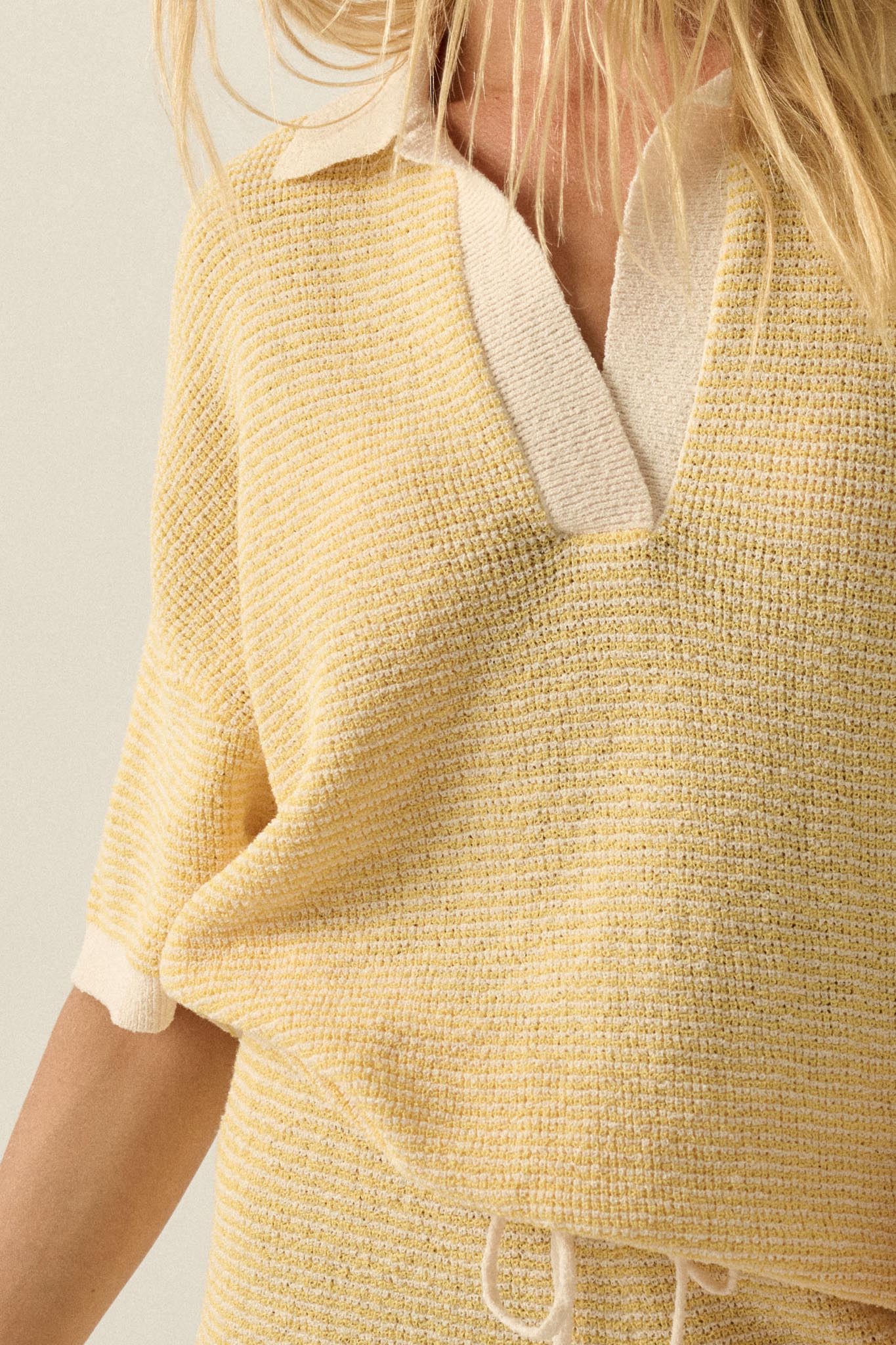 Days of Joy Striped Short-Sleeve Polo Sweater