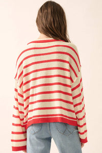 Between the Lines Striped Knit Collared Cardigan - ShopPromesa