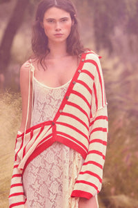 Between the Lines Striped Knit Collared Cardigan - ShopPromesa