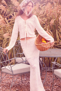 Flower Song Floral Jacquard Knit Tie-Front Cardigan - ShopPromesa