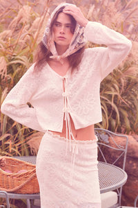 Flower Song Floral Jacquard Knit Tie-Front Cardigan - ShopPromesa