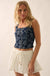 Burst of Blue Floral Jacquard Denim Corset Top - ShopPromesa