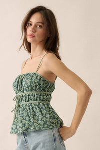 Home Grown Floral Tie-Front Babydoll Cami Top - ShopPromesa