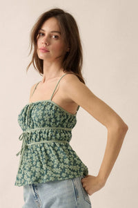 Home Grown Floral Tie-Front Babydoll Cami Top - ShopPromesa