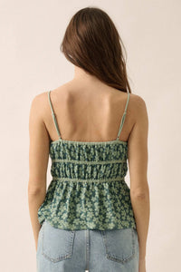 Home Grown Floral Tie-Front Babydoll Cami Top - ShopPromesa