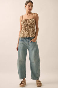 Home Grown Floral Tie-Front Babydoll Cami Top - ShopPromesa