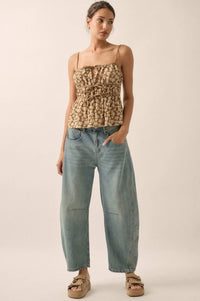 Home Grown Floral Tie-Front Babydoll Cami Top - ShopPromesa