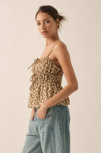 Home Grown Floral Tie-Front Babydoll Cami Top - ShopPromesa