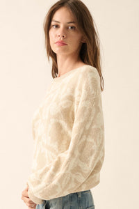 Abstract Garden Floral Jacquard Cropped Sweater - ShopPromesa