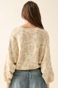 Abstract Garden Floral Jacquard Cropped Sweater - ShopPromesa