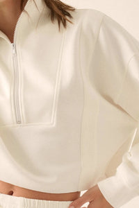 Premium Scuba Cropped Half-Zip Pullover Top - ShopPromesa