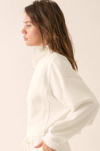 Premium Scuba Cropped Half-Zip Pullover Top - ShopPromesa