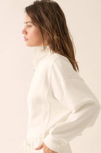 Premium Scuba Cropped Half-Zip Pullover Top - ShopPromesa