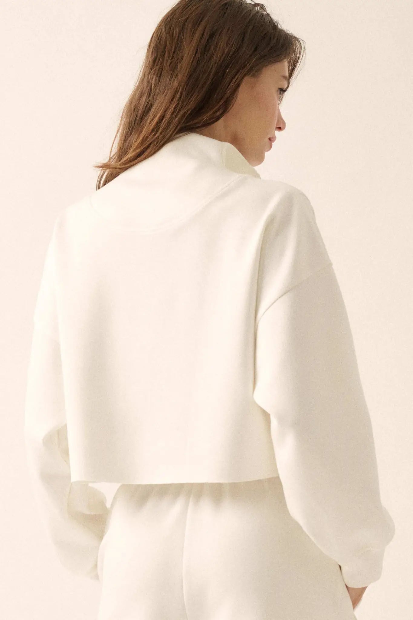 Premium Scuba Cropped Half-Zip Pullover Top - ShopPromesa