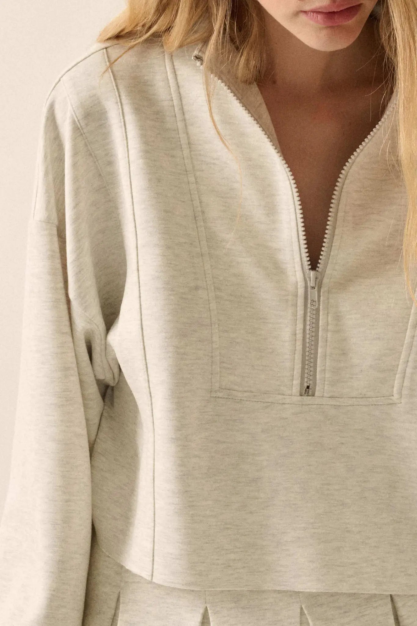 Premium Scuba Cropped Half-Zip Pullover Top - ShopPromesa