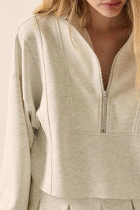 Premium Scuba Cropped Half-Zip Pullover Top - ShopPromesa
