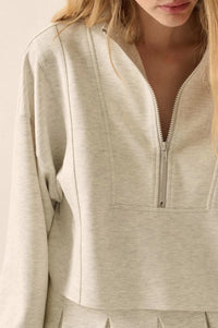 Premium Scuba Cropped Half-Zip Pullover Top - ShopPromesa