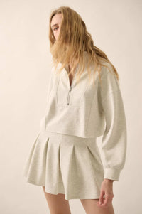 Premium Scuba Cropped Half-Zip Pullover Top - ShopPromesa