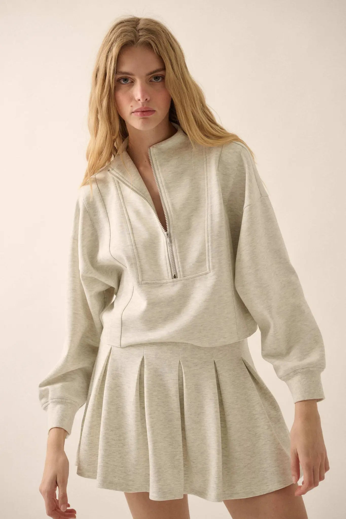 Premium Scuba Cropped Half-Zip Pullover Top - ShopPromesa