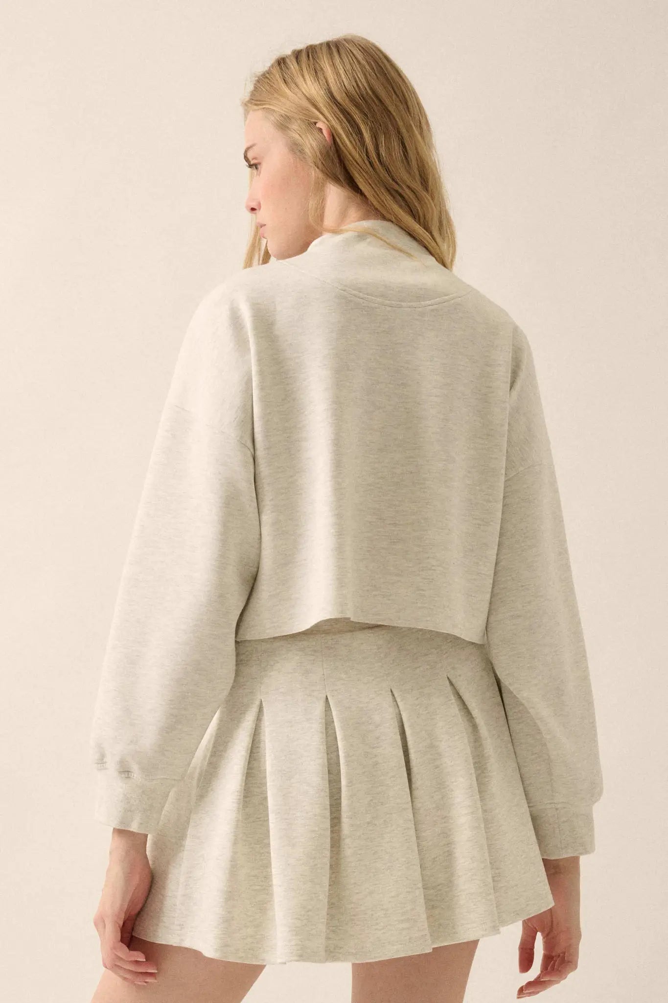 Premium Scuba Cropped Half-Zip Pullover Top - ShopPromesa