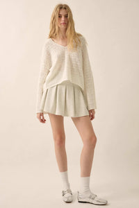 Hang Loose Pointelle Crochet-Knit Hoodie Top - ShopPromesa