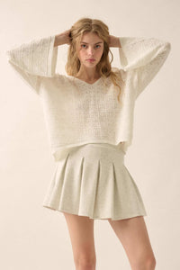 Hang Loose Pointelle Crochet-Knit Hoodie Top - ShopPromesa