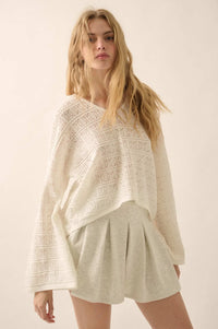 Hang Loose Pointelle Crochet-Knit Hoodie Top - ShopPromesa