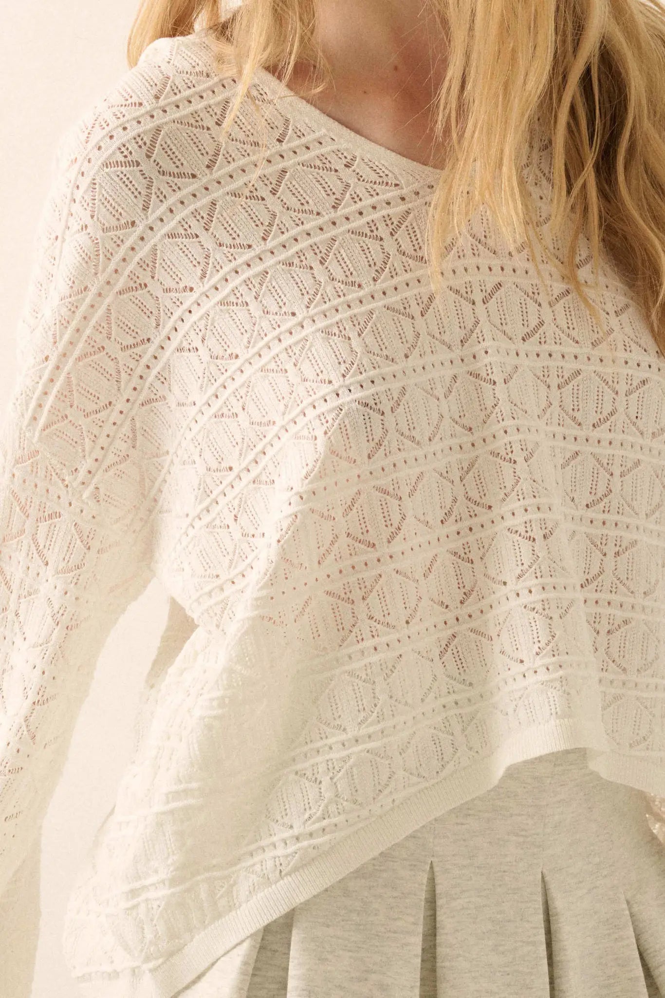 Hang Loose Pointelle Crochet-Knit Hoodie Top - ShopPromesa