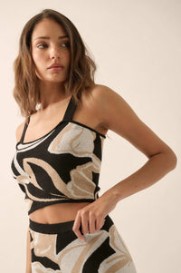 Wild Jungle Tropical Jacquard Knit Tank Top - ShopPromesa