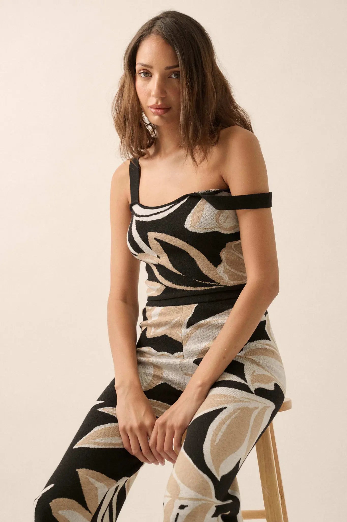 Wild Jungle Tropical Jacquard Knit Tank Top - ShopPromesa