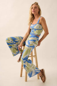 Wild Jungle Tropical Jacquard Knit Tank Top - ShopPromesa