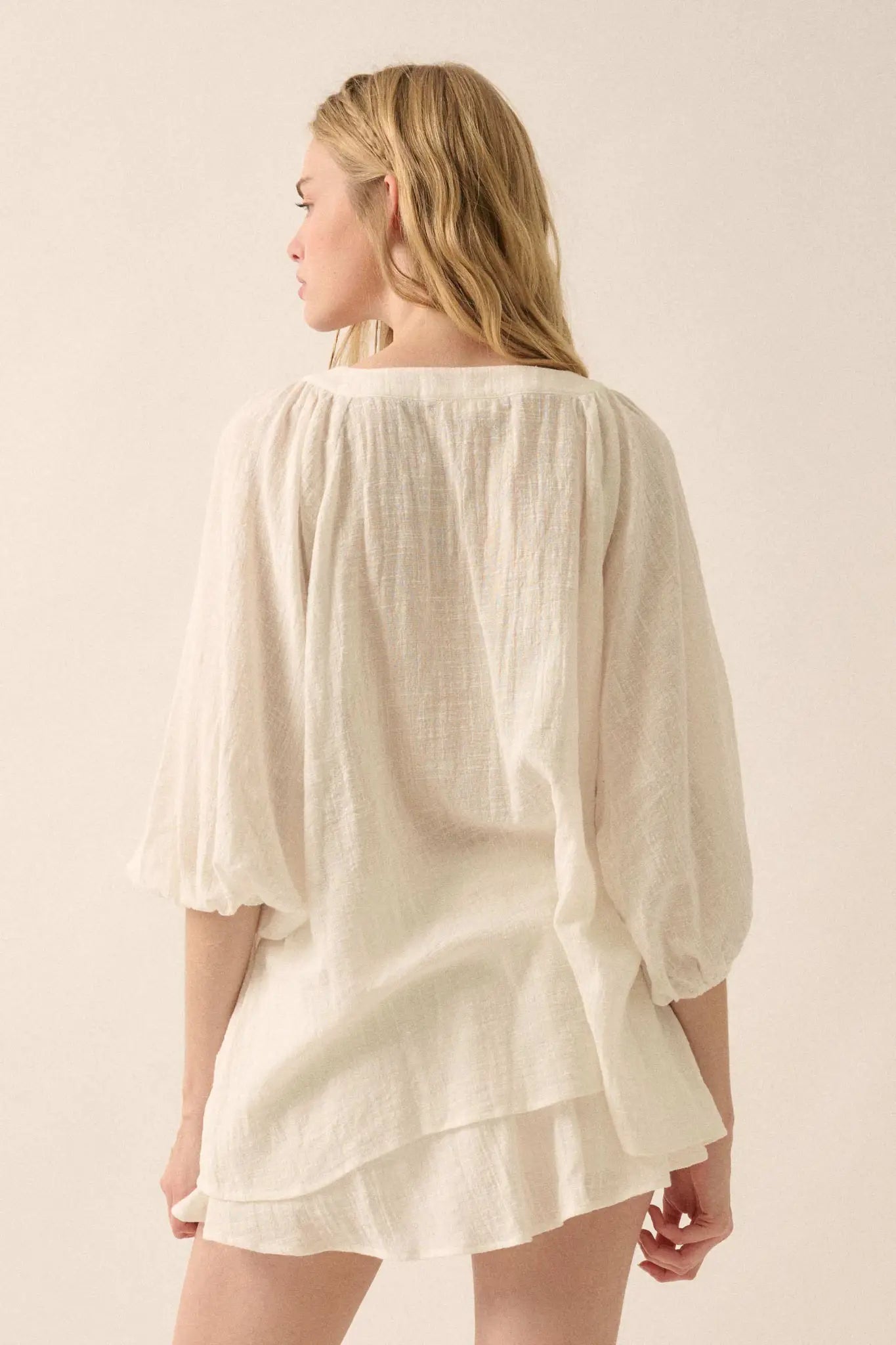 Fresh Feeling Textured Cotton Button-Up Blouse - ShopPromesa