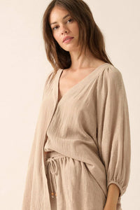 Fresh Feeling Textured Cotton Button-Up Blouse - ShopPromesa