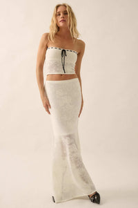 Flowery Flirt Floral Lace Ribbon-Trim Tube Top - ShopPromesa