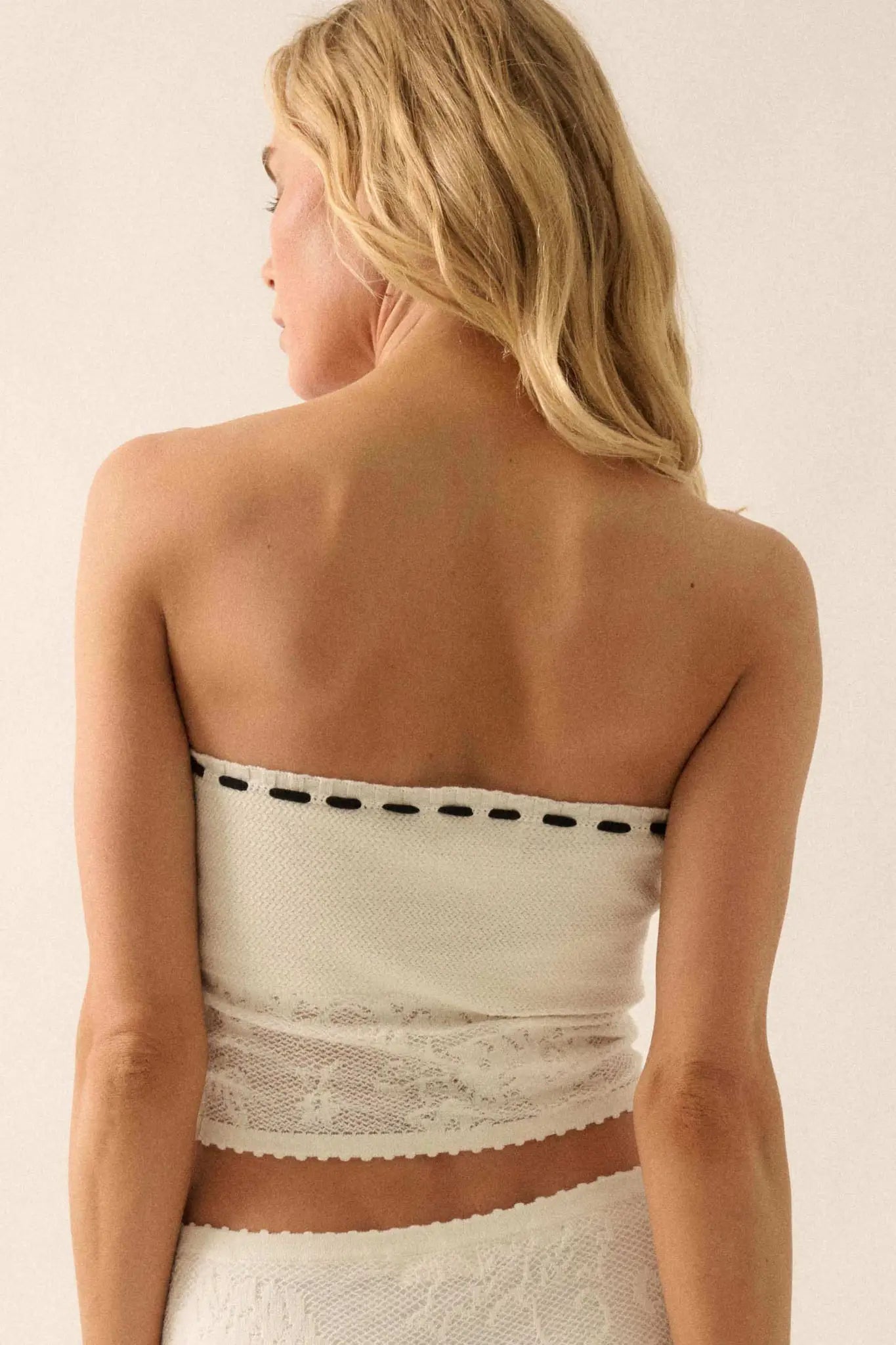 Flowery Flirt Floral Lace Ribbon-Trim Tube Top - ShopPromesa