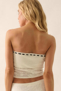 Flowery Flirt Floral Lace Ribbon-Trim Tube Top - ShopPromesa