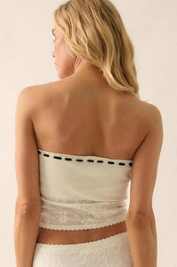 Flowery Flirt Floral Lace Ribbon-Trim Tube Top - ShopPromesa