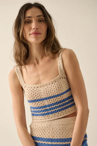 One More Time Striped Crochet Knit Tank Top - ShopPromesa