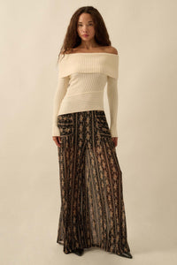 Finer Things Semi-Sheer Rib-Knit Mock-Neck Top - ShopPromesa