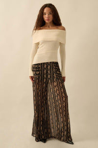 Finer Things Semi-Sheer Rib-Knit Mock-Neck Top - ShopPromesa