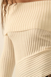 Finer Things Semi-Sheer Rib-Knit Mock-Neck Top - ShopPromesa