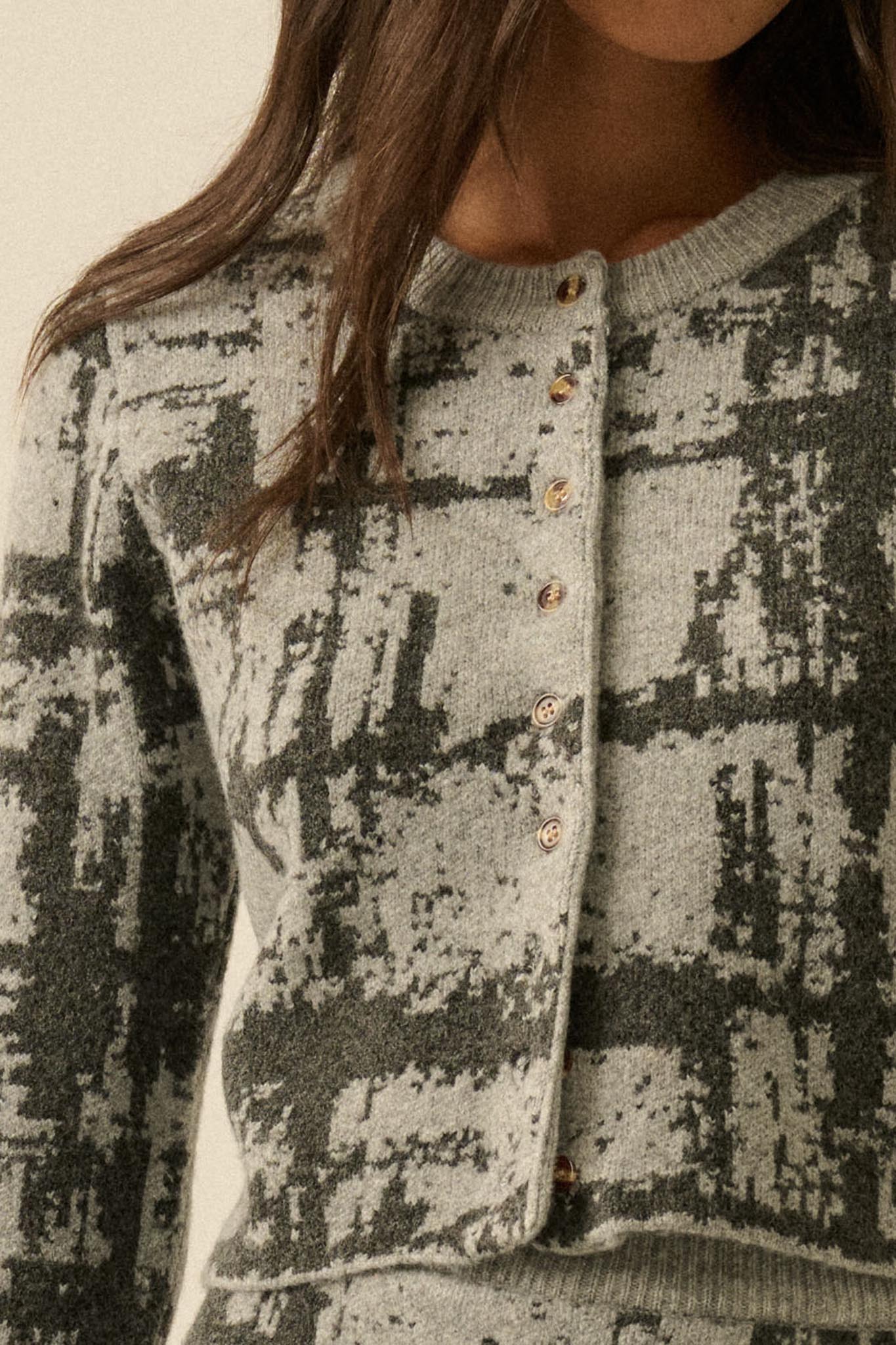 Fair and Square Plaid Jacquard-Knit Cardigan - ShopPromesa