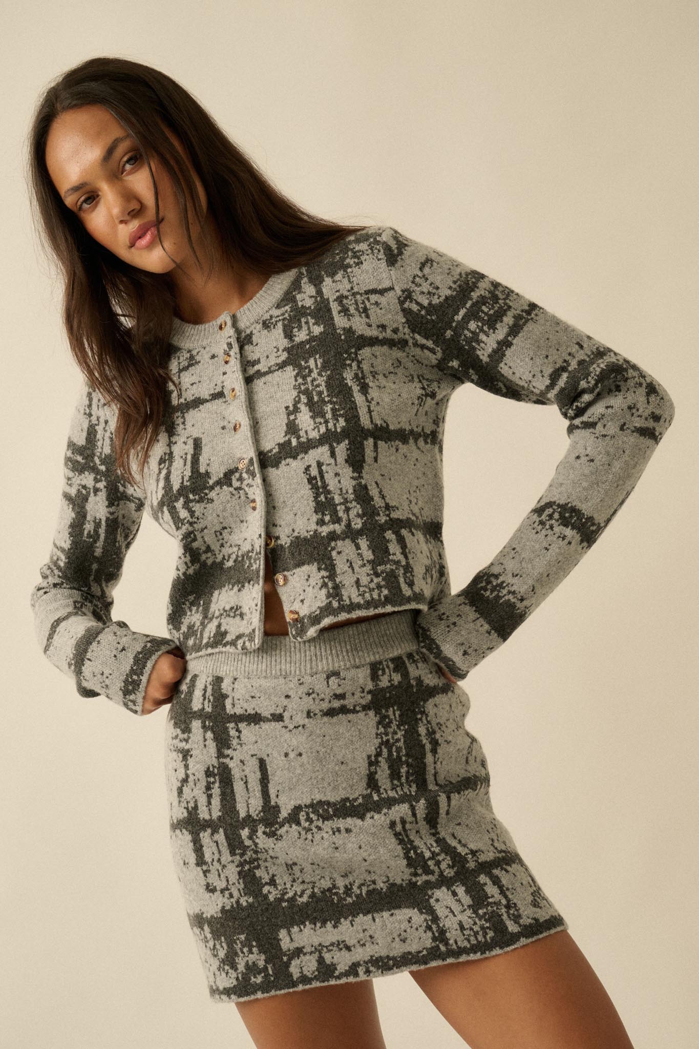 Fair and Square Plaid Jacquard-Knit Cardigan - ShopPromesa