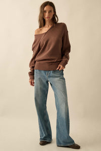 A Cute Angle Asymmetrical Exposed-Seam Sweater - ShopPromesa